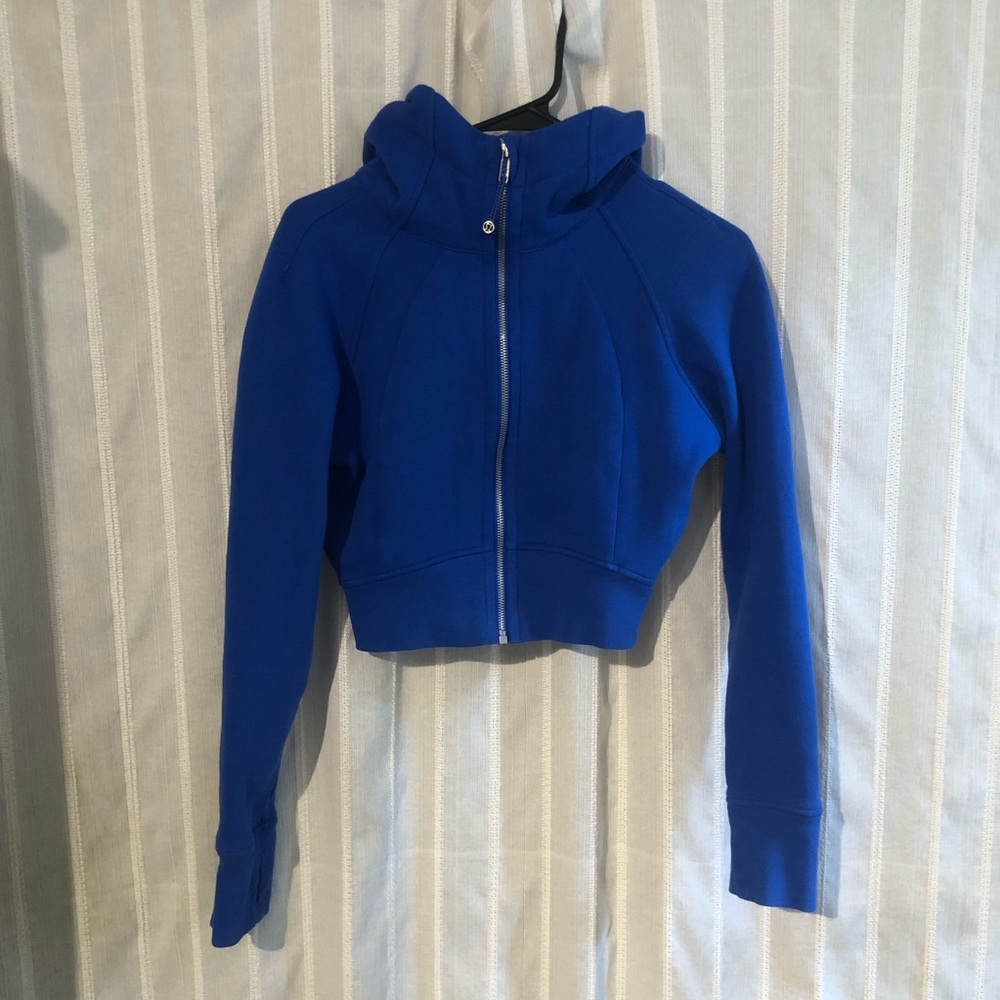 Lululemon Scuba Cropped Hoodie Pipe Dream Blue Full Zip 2 XS Small Crop Rare